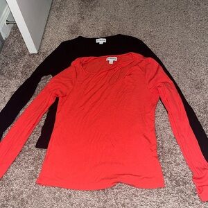 The Drop Red and Black Long Sleeve Tops